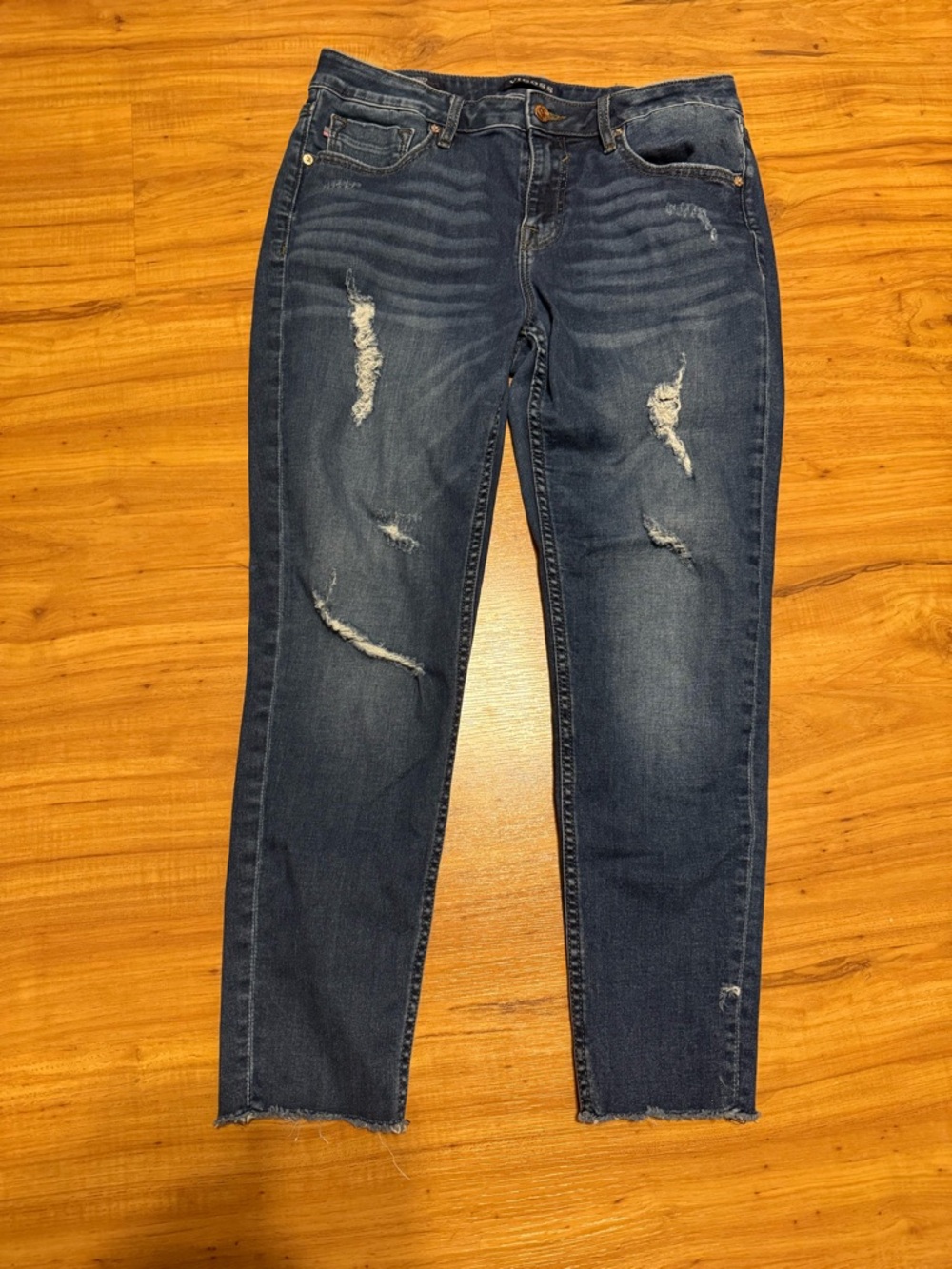 Vigoss Women's Distressed Dark Blue Jagger Skinny Classic Fit Jeans - W30 L26